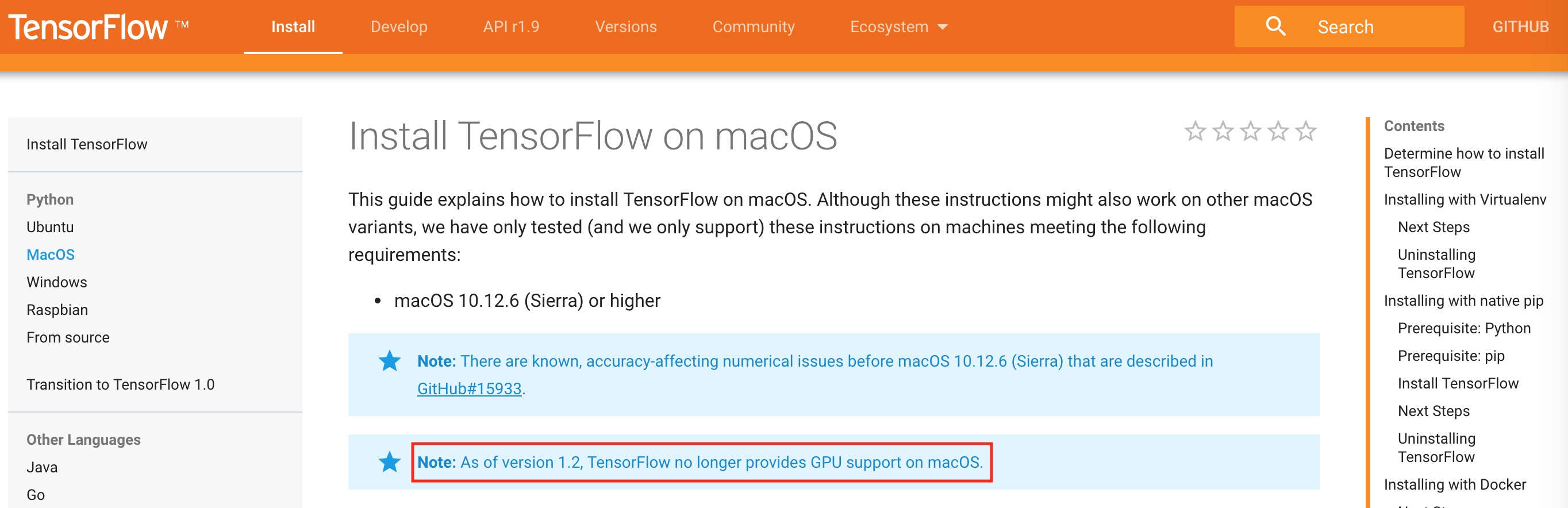 tensor flow not support gpu on macos